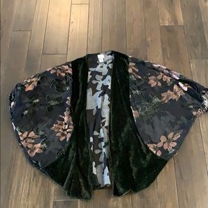 Velvet/Sheer Floral Kimono Cardigan